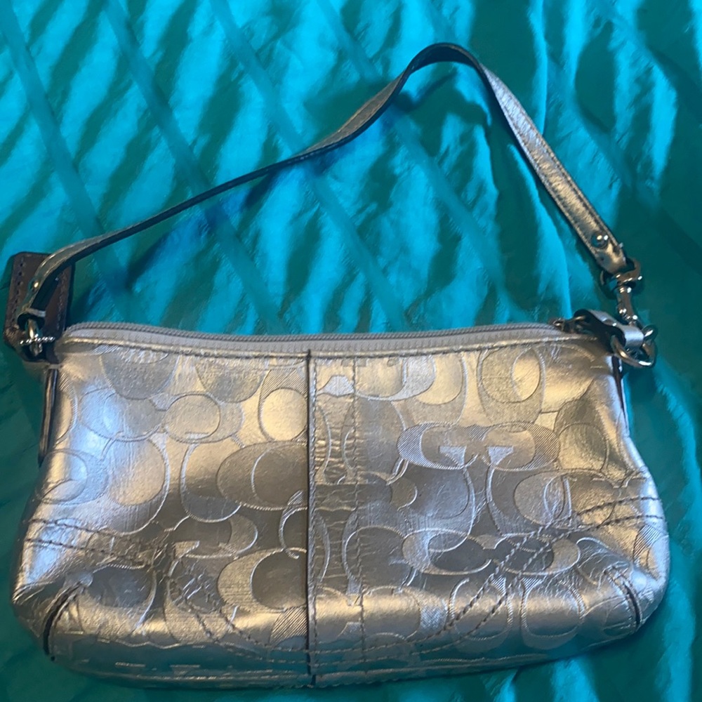 Silver Coach wristlet